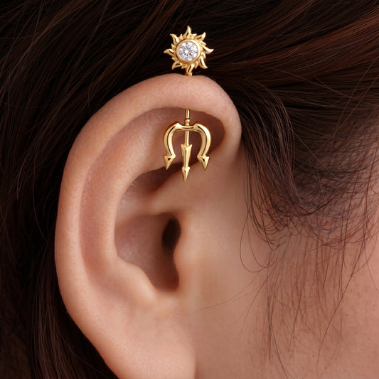 Silver Bugadi Trishul Surya Top Design