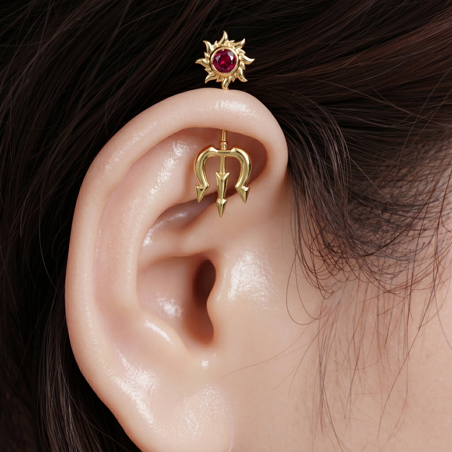 Silver Bugadi Trishul Surya Top Design