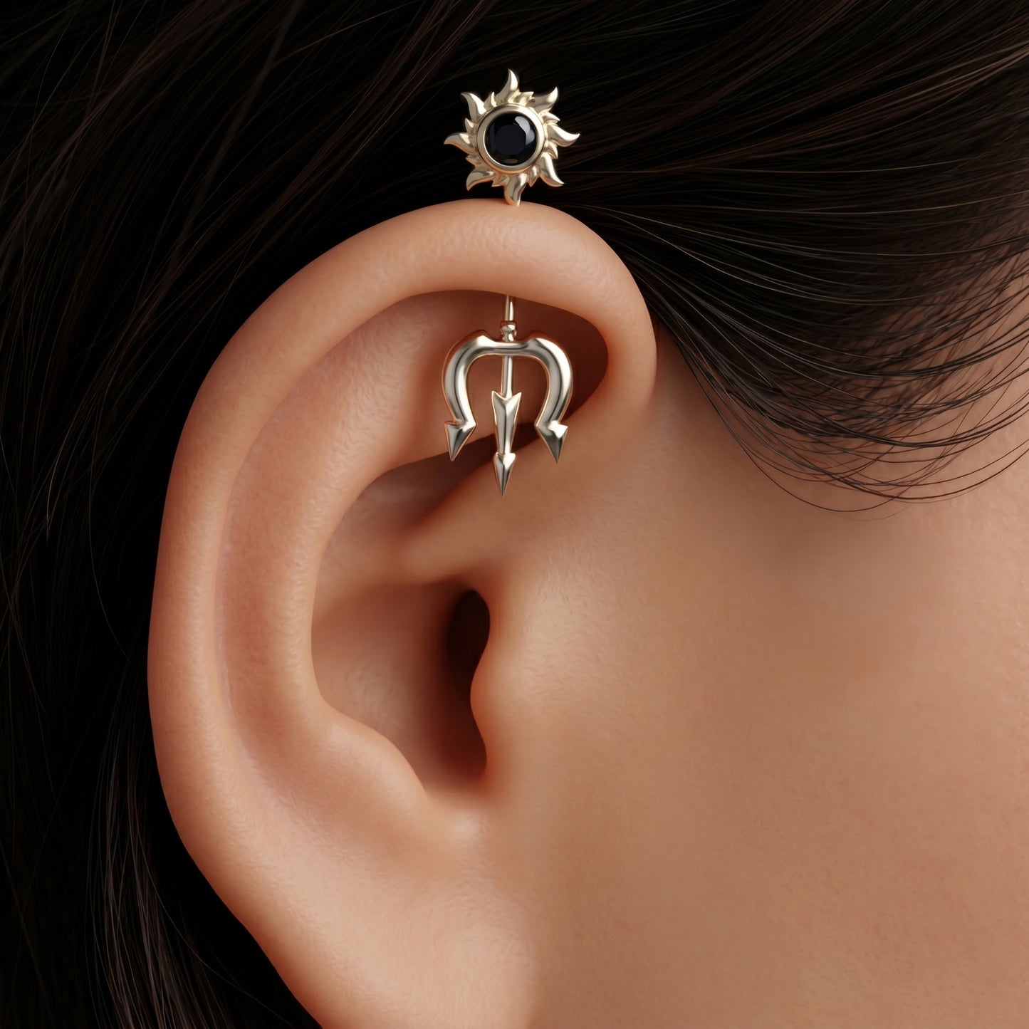 Silver Bugadi Trishul Surya Top Design