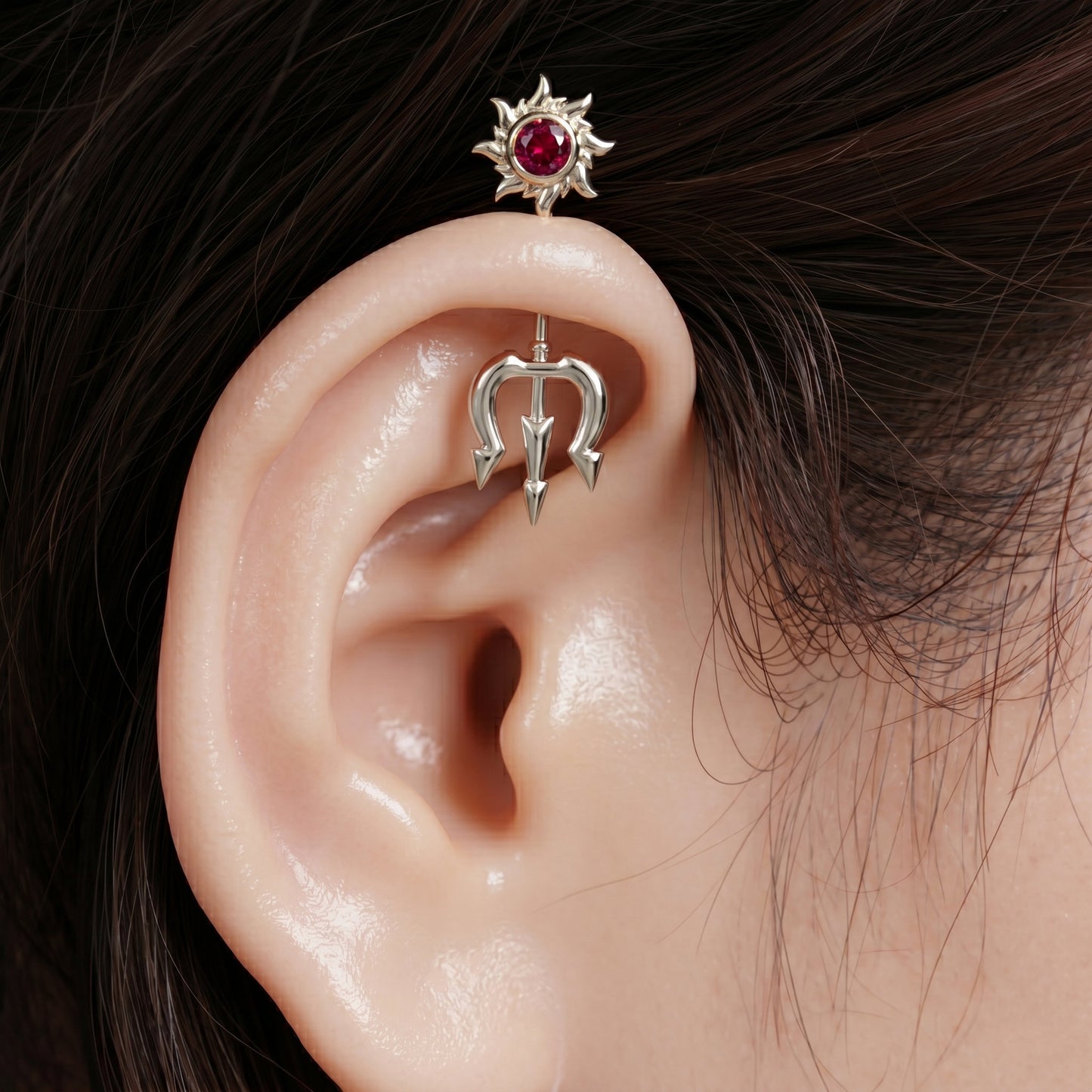 Silver Bugadi Trishul Surya Top Design