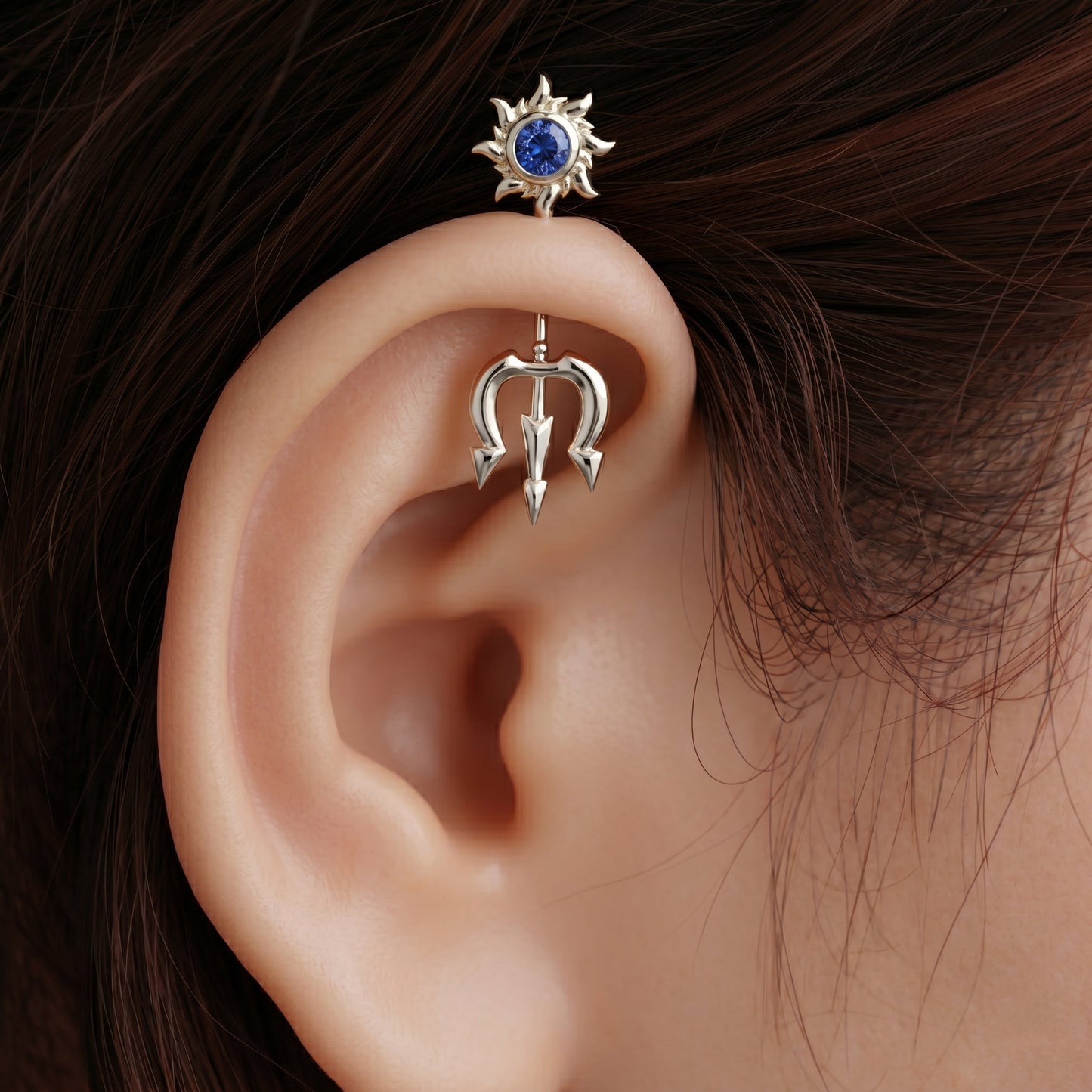 Silver Bugadi Trishul Surya Top Design