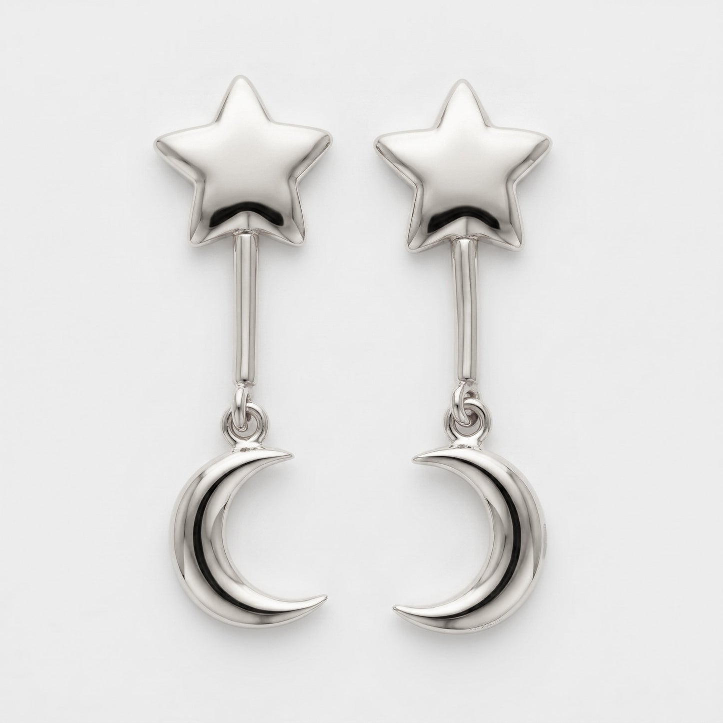 Silver Bugadi Wide Moon Hanging Star Top Design