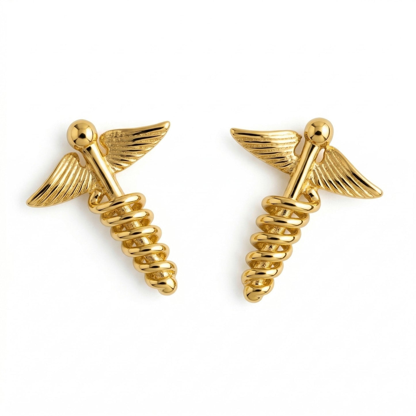 Silver Caduceus Earrings