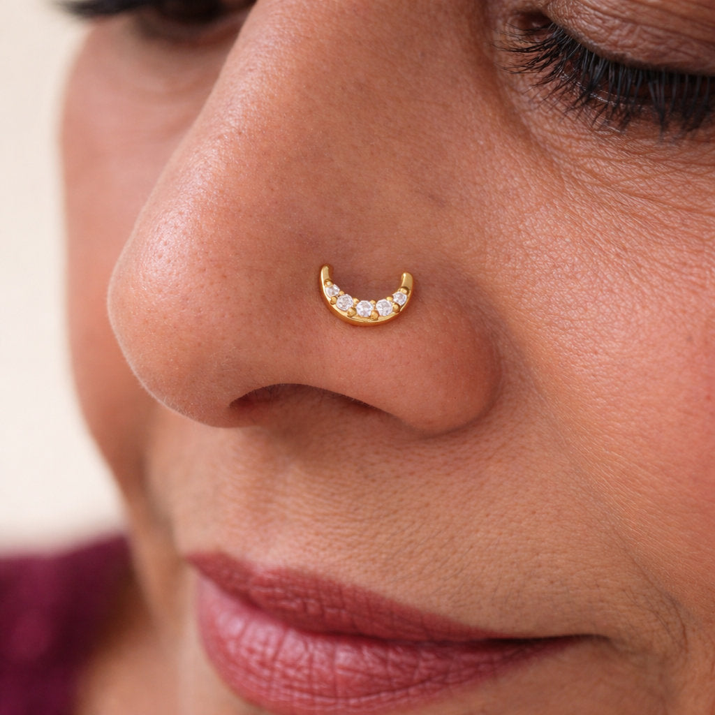 Silver Celestial Moon Nosepin