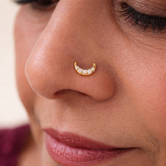 Silver Celestial Moon Nosepin