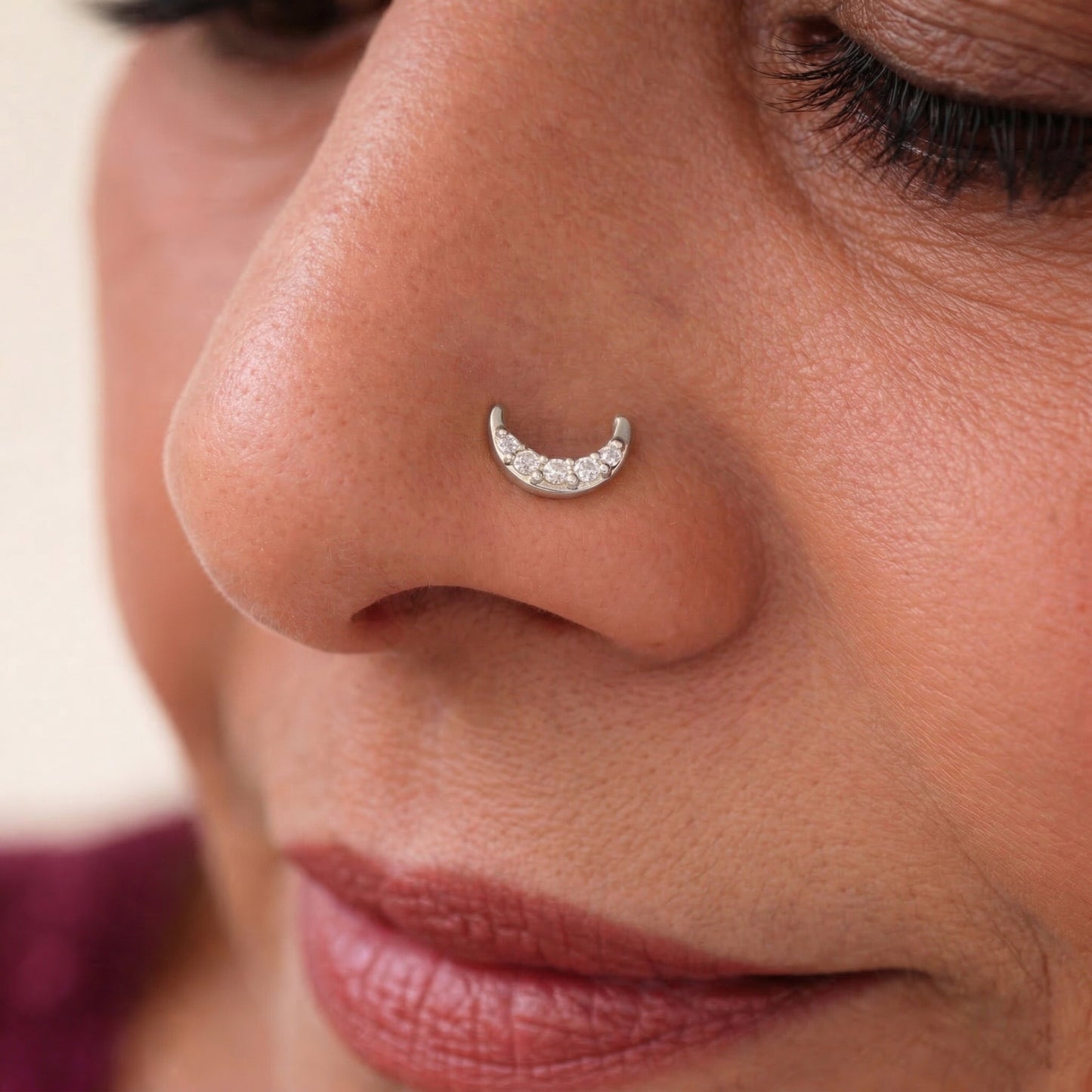 Silver Celestial Moon Nosepin