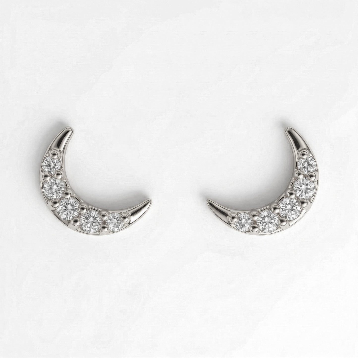 Silver Celestial Moon Stud Earrings
