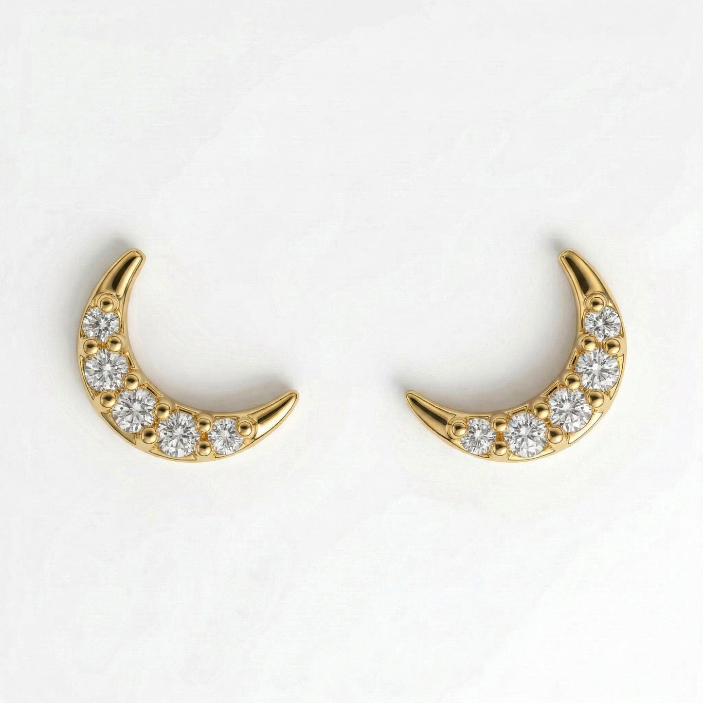Silver Celestial Moon Stud Earrings