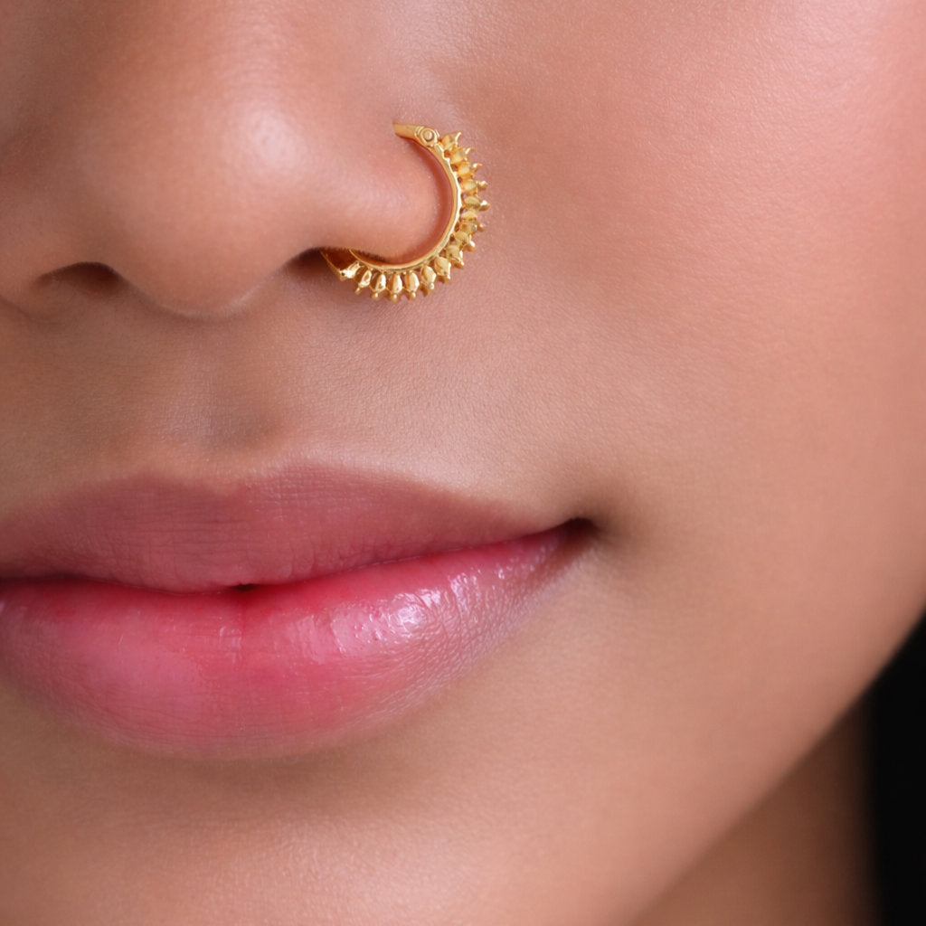 Silver Chevron Beaded Clicker Nosering