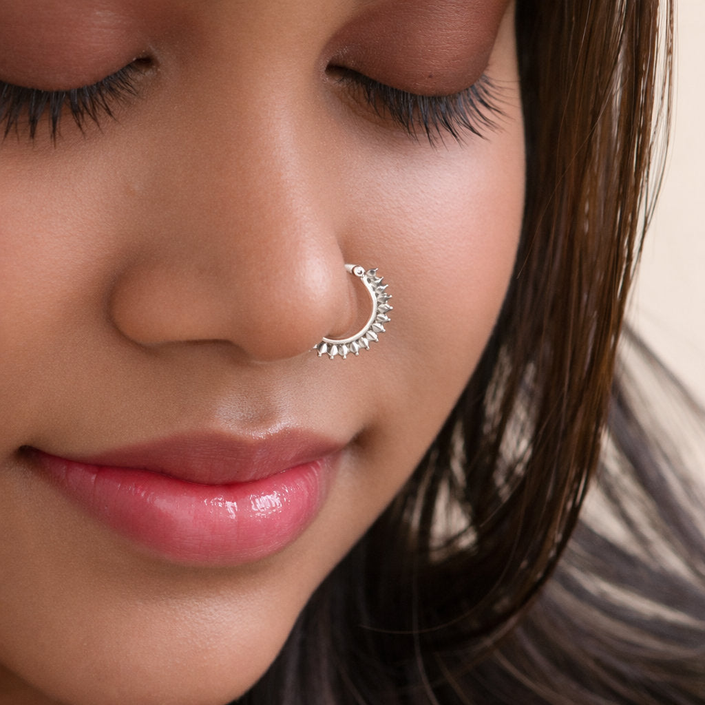 Silver Chevron Beaded Clicker Nosering