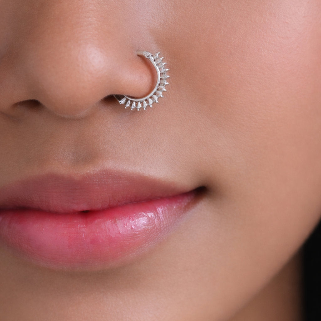 Silver Chevron Beaded Clicker Nosering