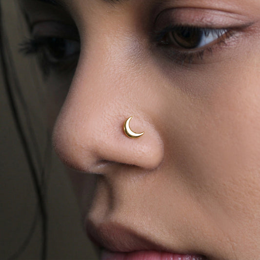 Silver Crescent Moon 2 Nosepin