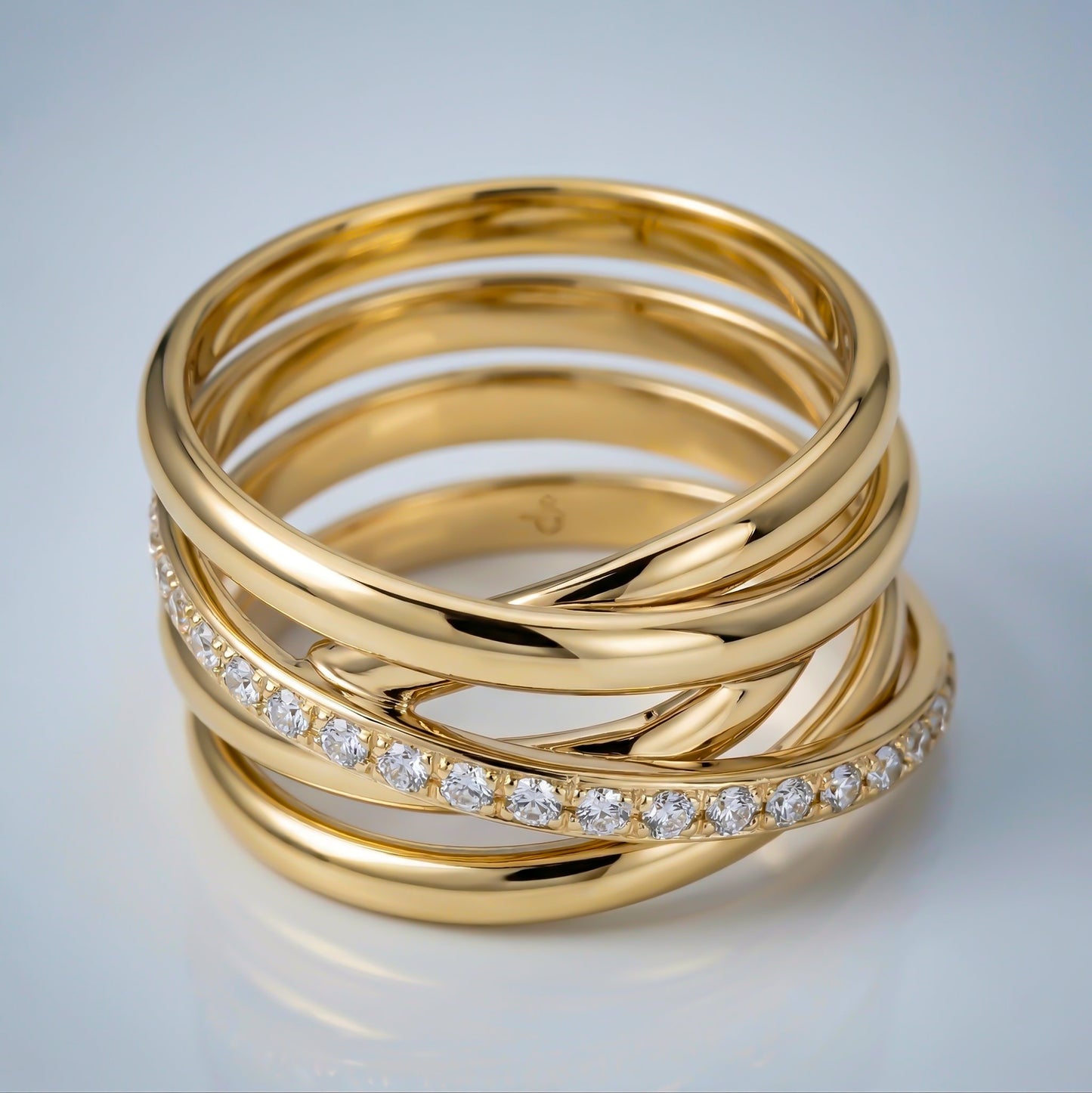 Silver Criss Cross Multilayer Ring