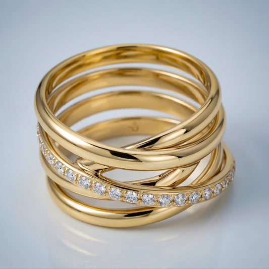 Silver Criss Cross Multilayer Ring