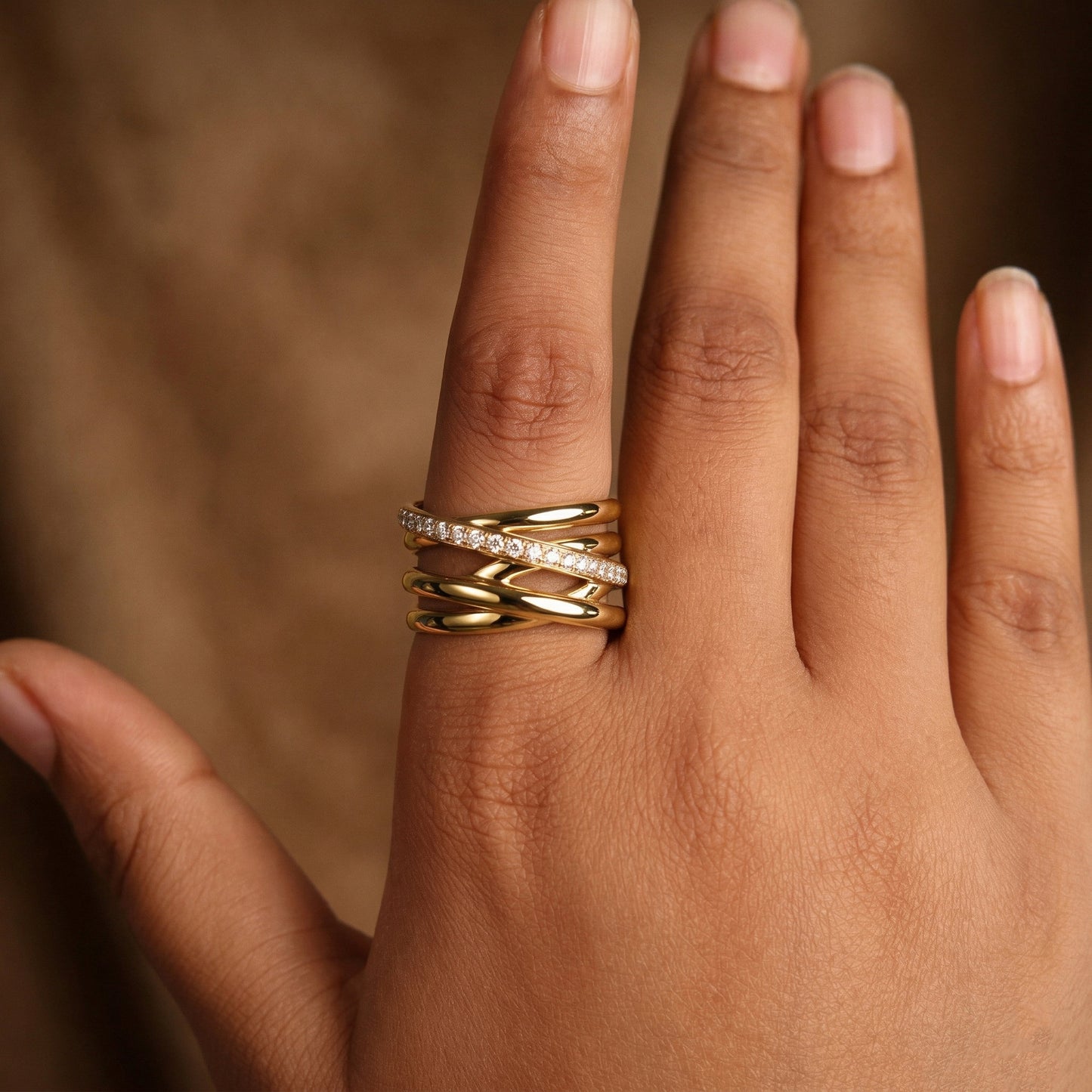 Silver Criss Cross Multilayer Ring