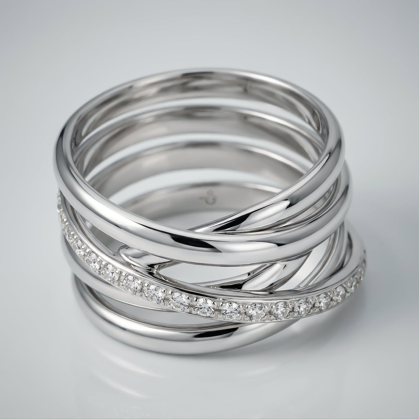 Silver Criss Cross Multilayer Ring