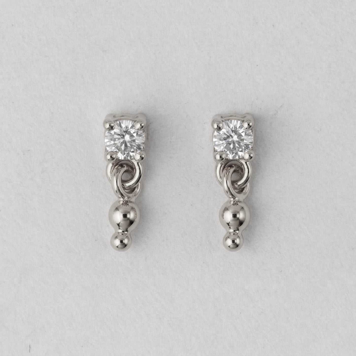 Silver Crystal Ball Drop Stud Earrings