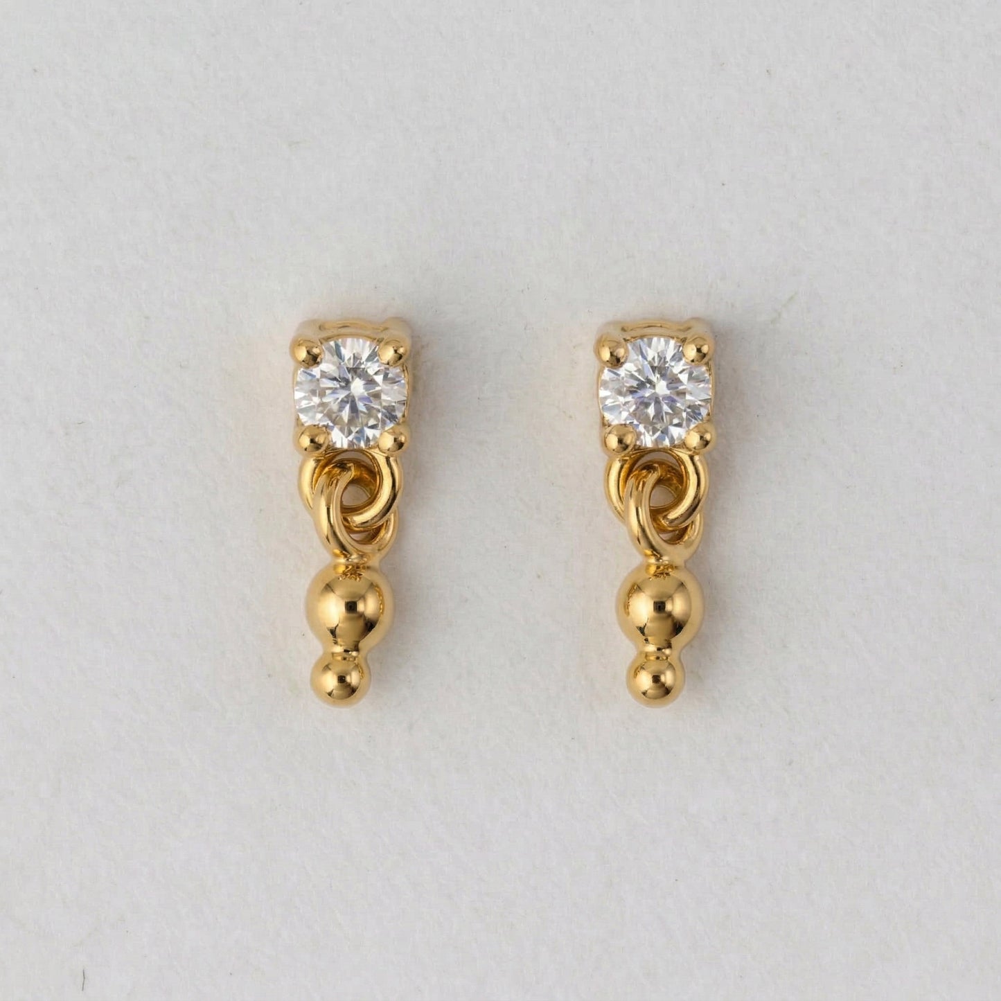 Silver Crystal Ball Drop Stud Earrings