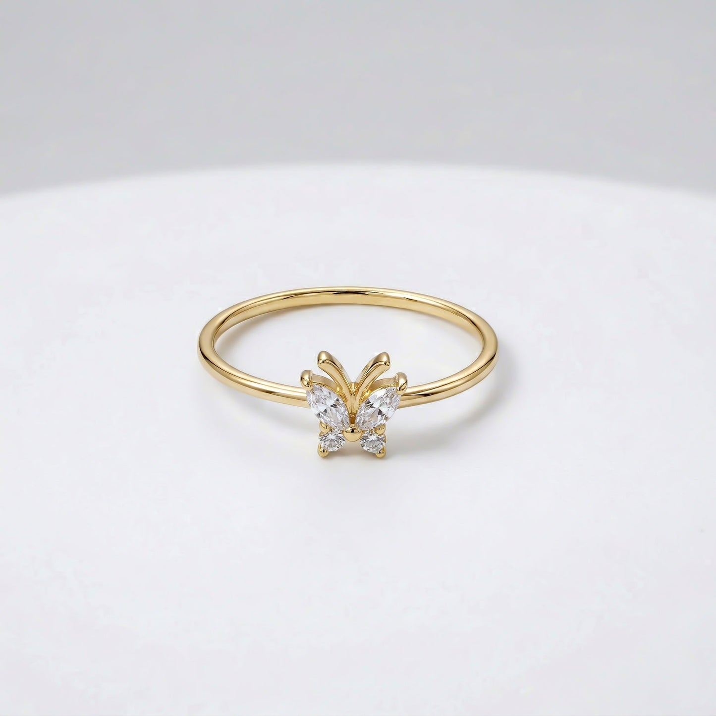 Silver Crystal Butterfly Ring