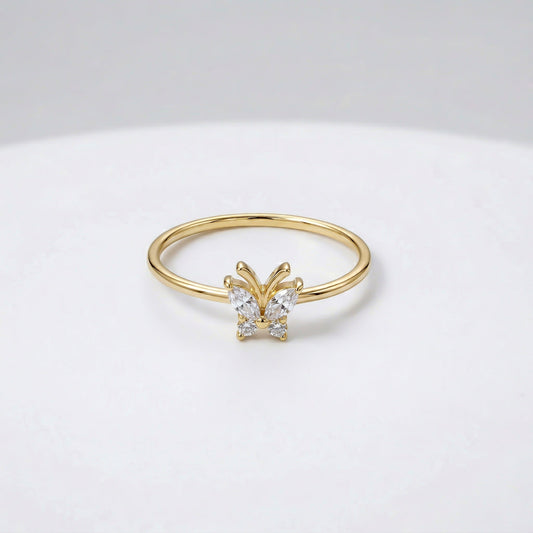 Silver Crystal Butterfly Ring