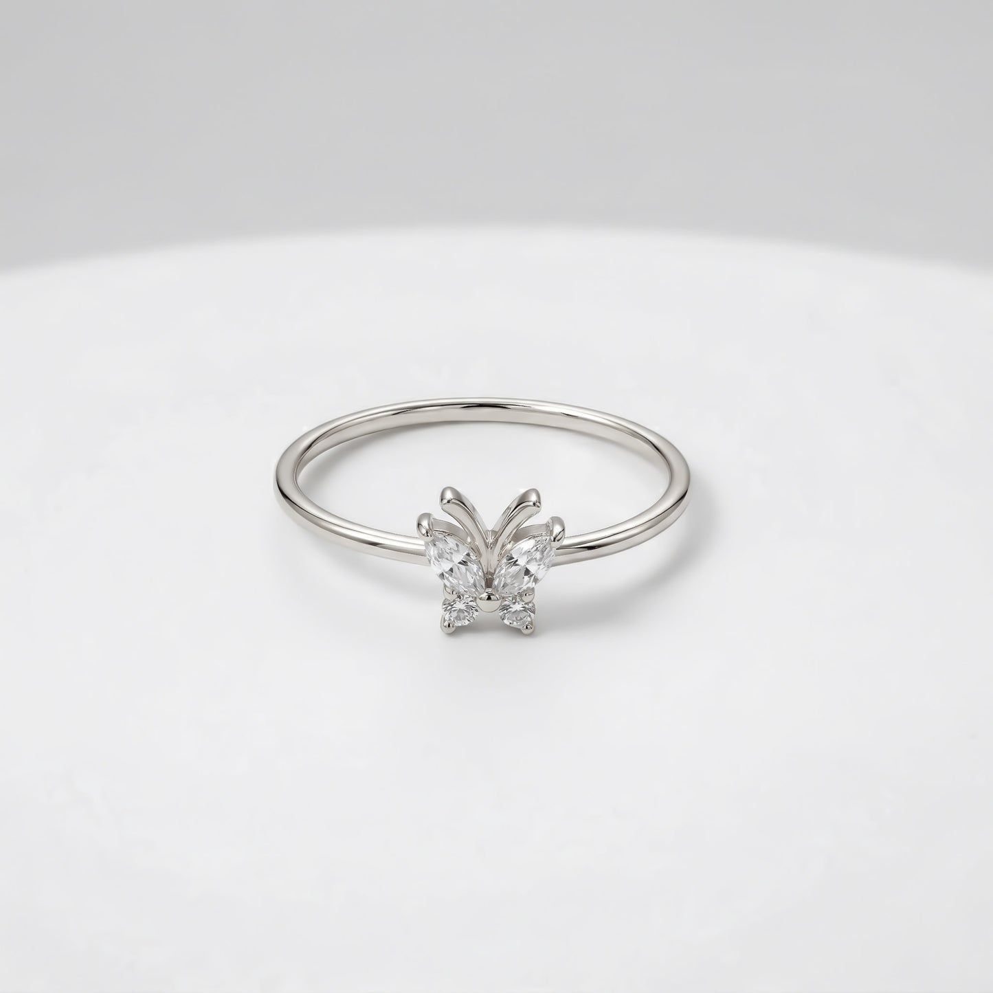Silver Crystal Butterfly Ring