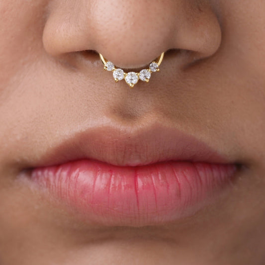 Silver Crystal Chevron Septum
