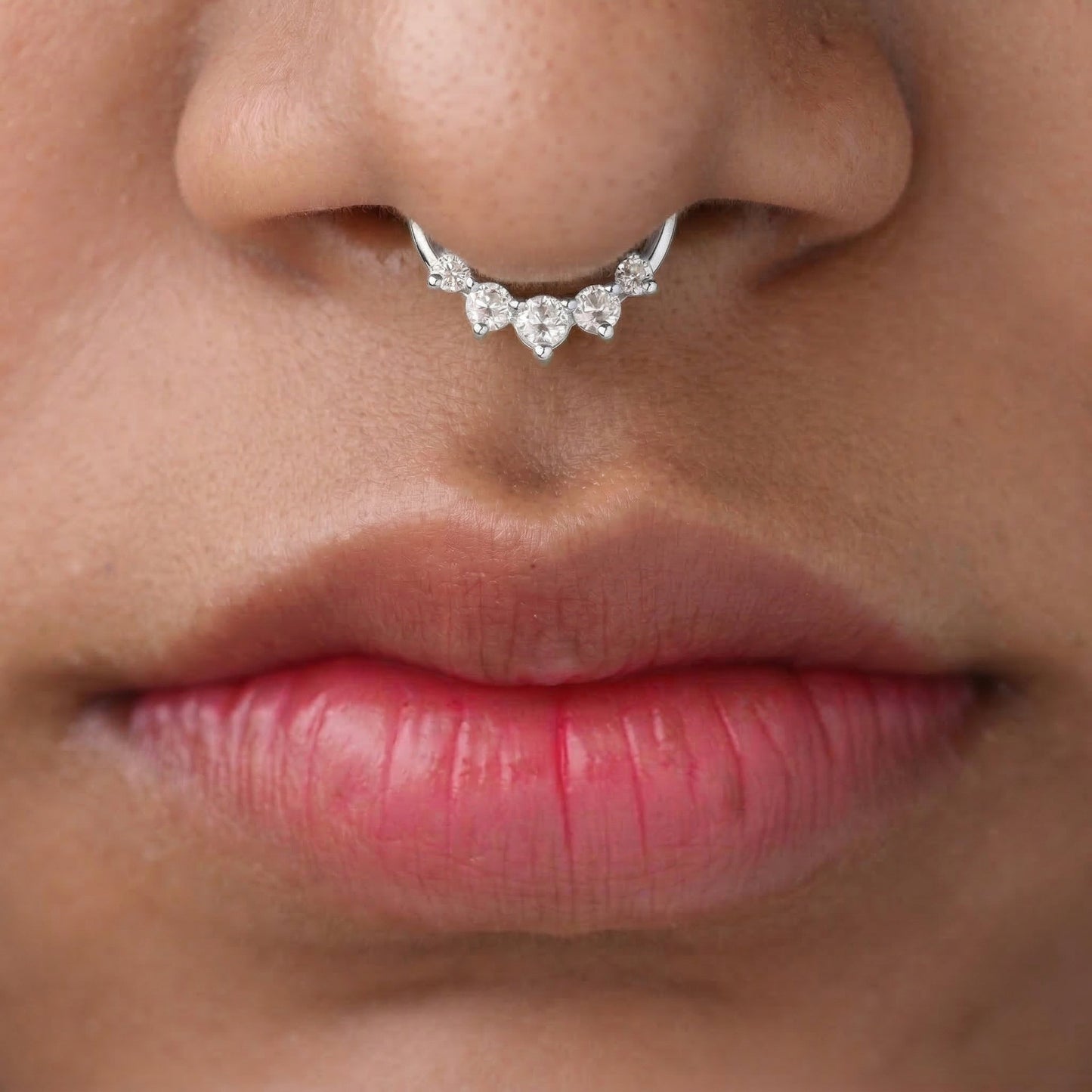 Silver Crystal Chevron Septum