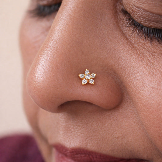 Silver Crystal Jasmine Nosepin