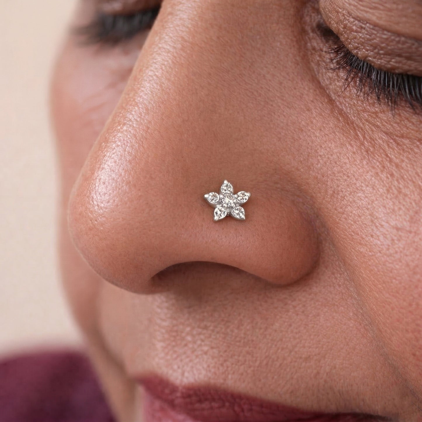 Silver Crystal Jasmine Nosepin