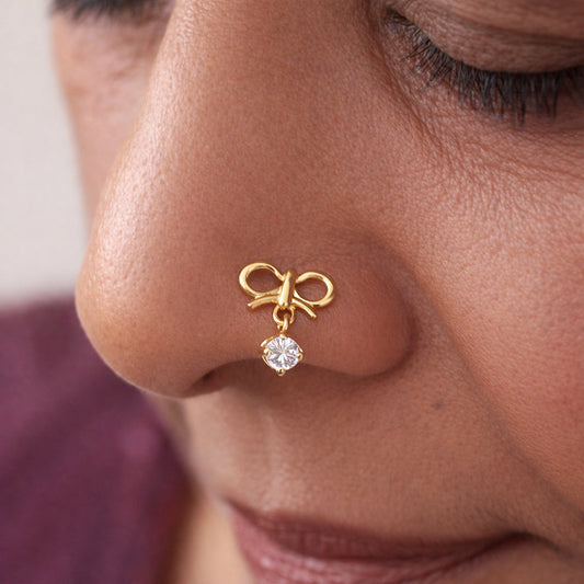 Silver Crystal Ribbon Nosepin