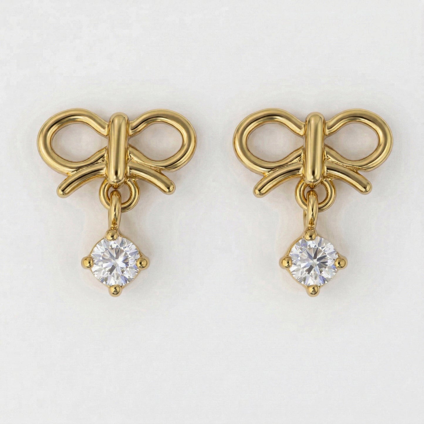 Silver Crystal Ribbon Stud Earrings