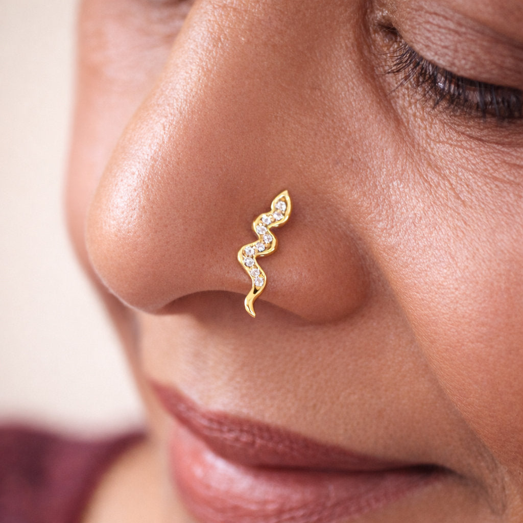 Silver Crystal Snake Nosepin