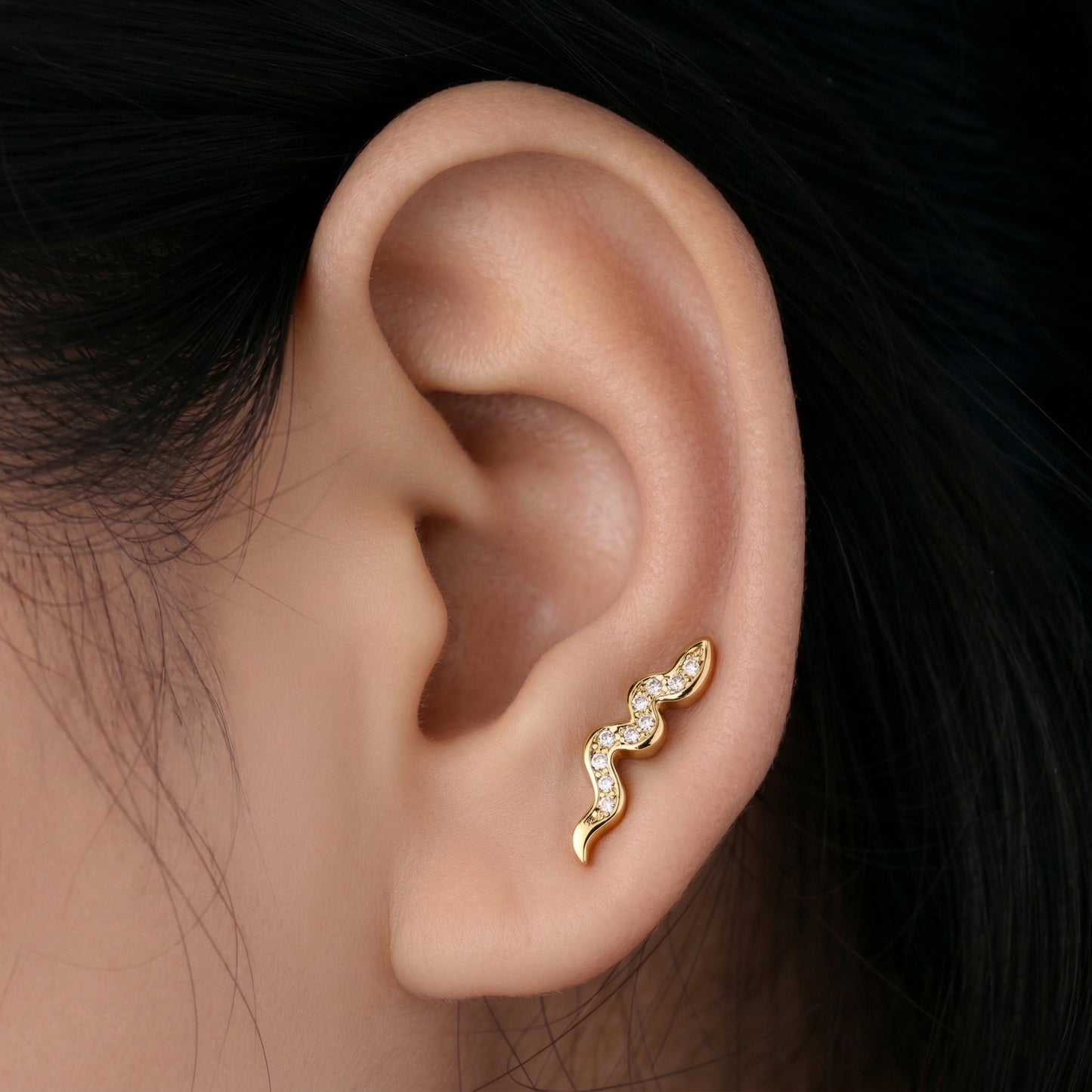 Silver Crystal Snake Stud Earrings