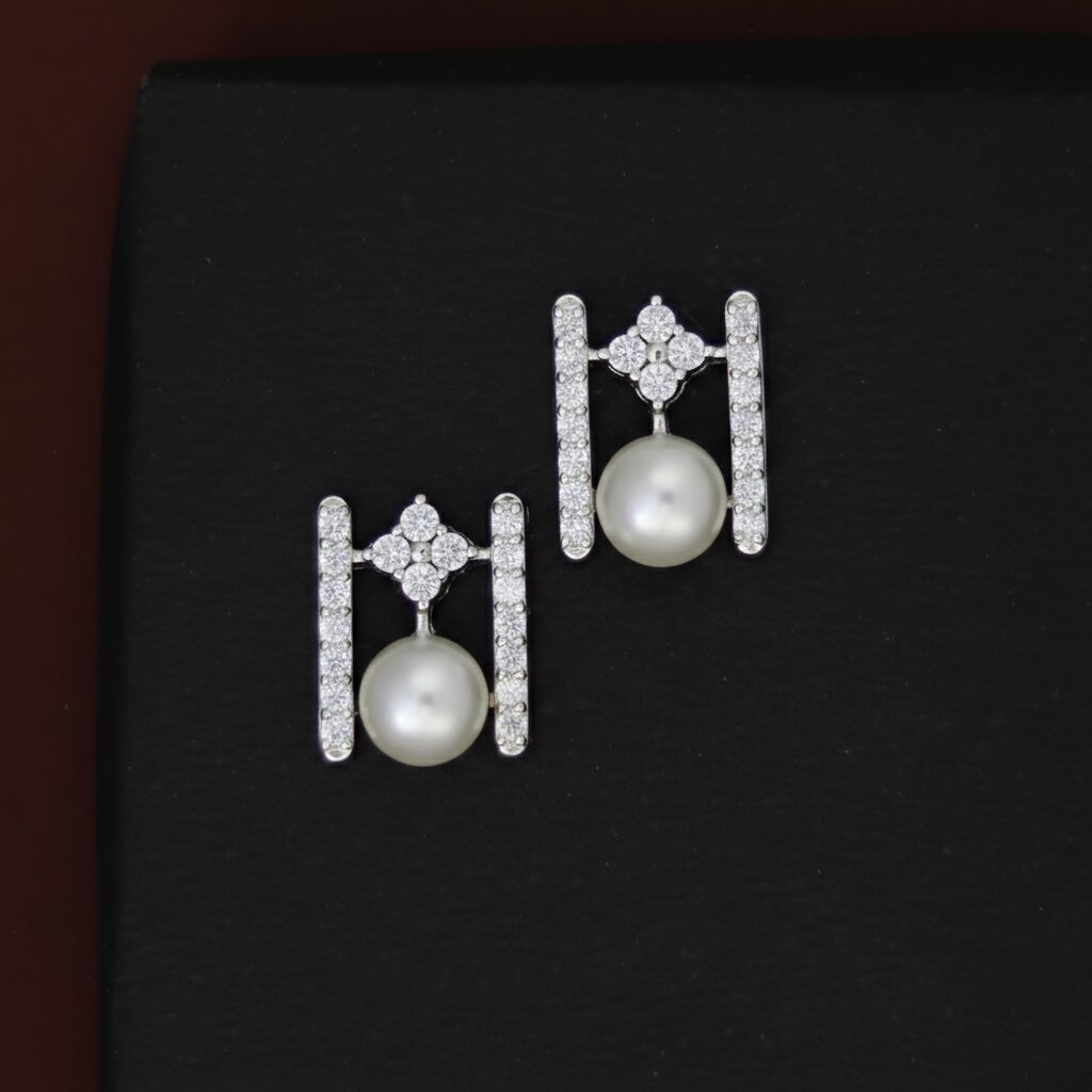 Silver Deco Drop Earrings