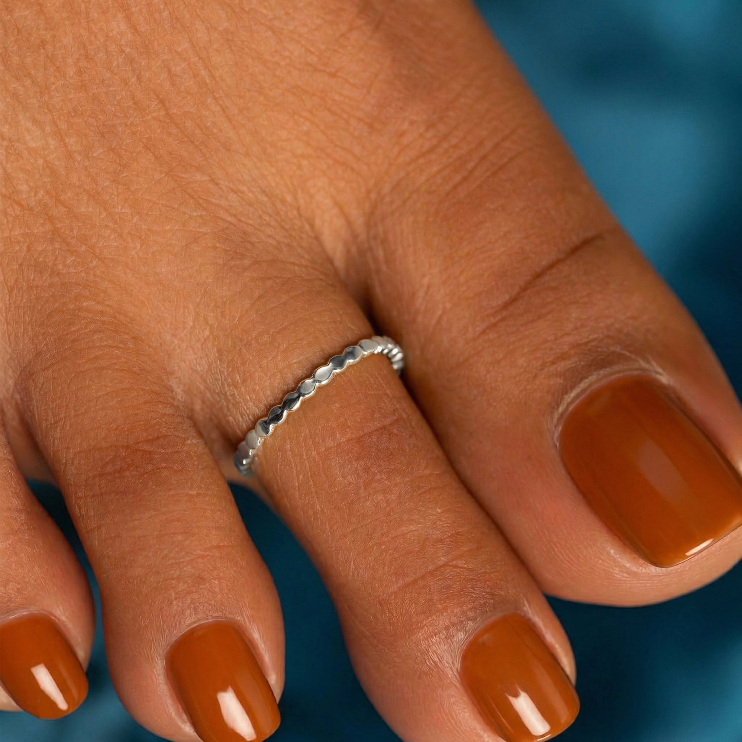 Silver Toe Ring Dot Stack Design