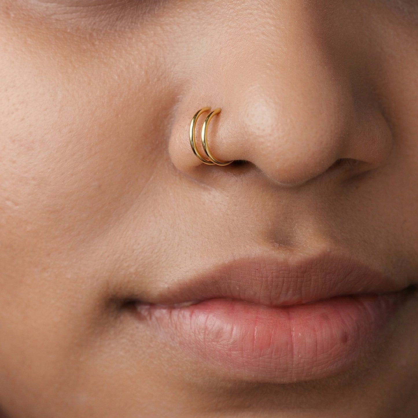 Silver Double Line Clipon Nosering