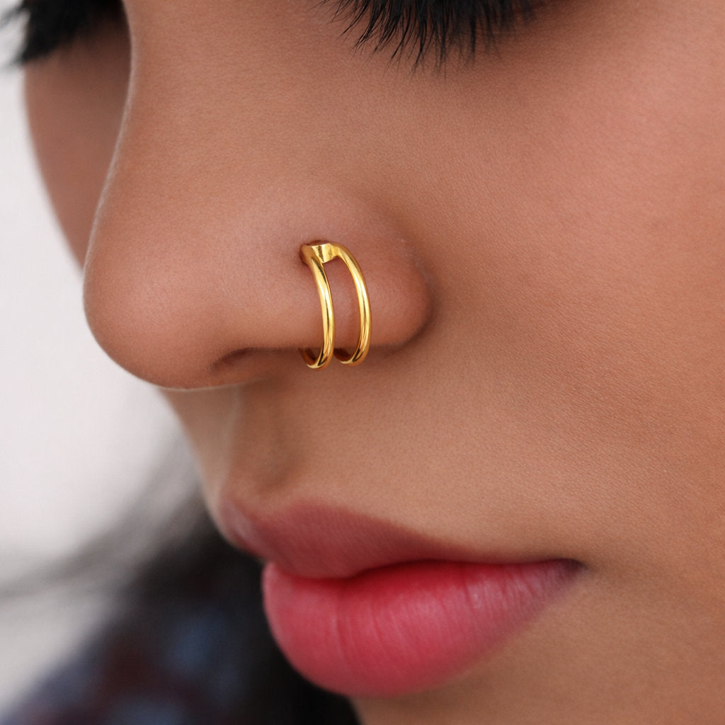 Silver Double Line Nosering