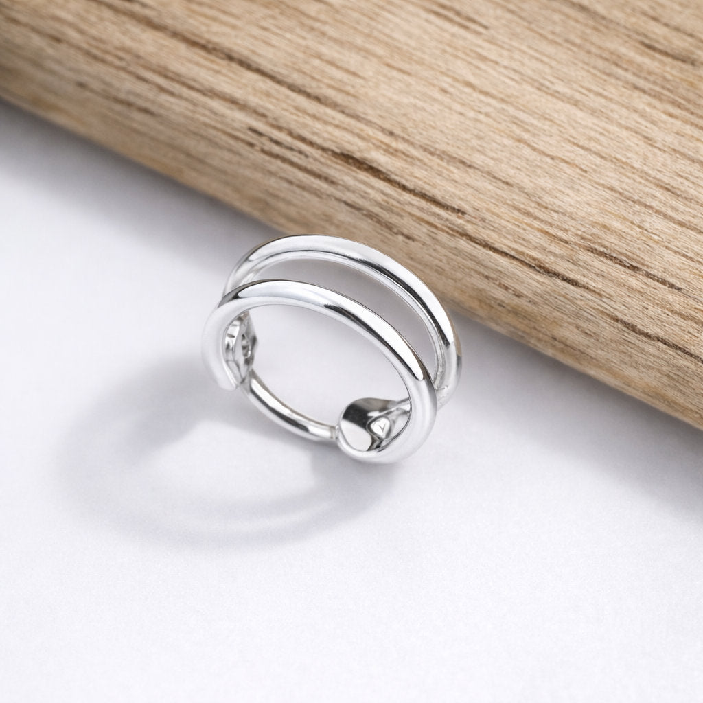 Silver Double Line Nosering