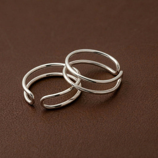 Silver Toe Ring Double Line Design