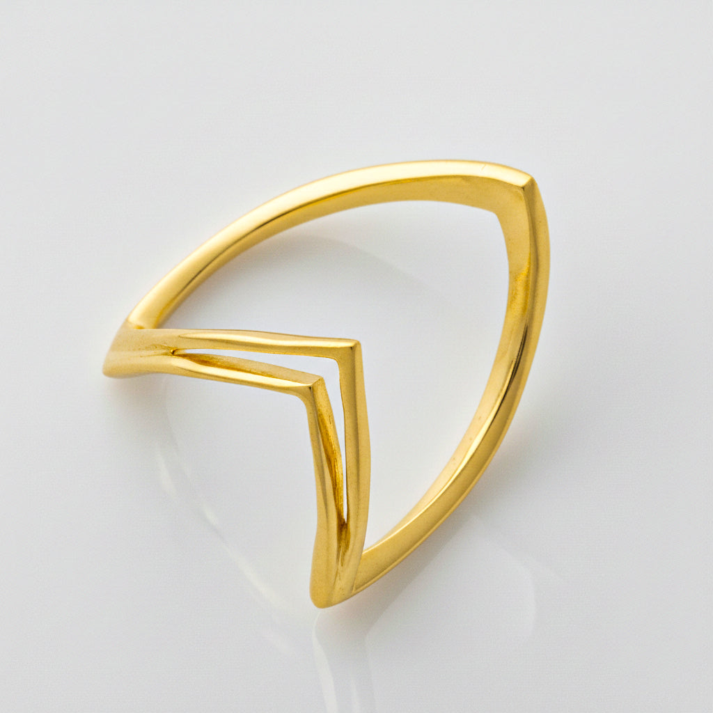 Silver Double V Ring