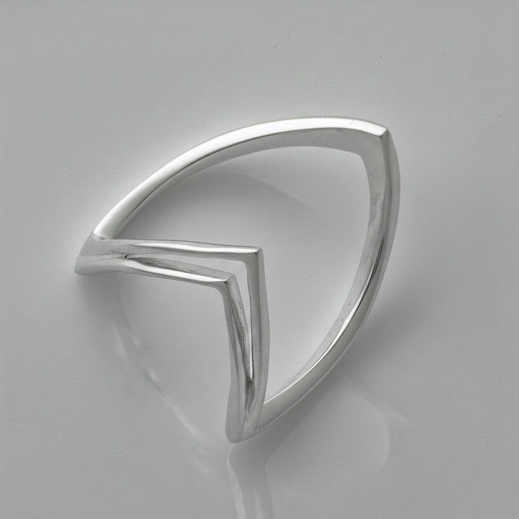 Silver Double V Ring