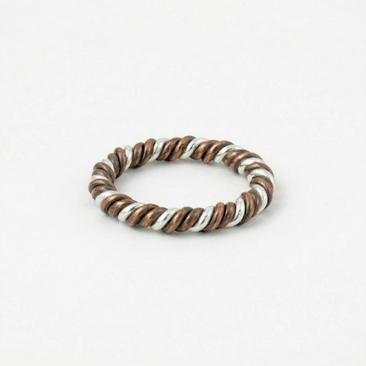 Silver Brass Copper Twisted Ring (Thick)