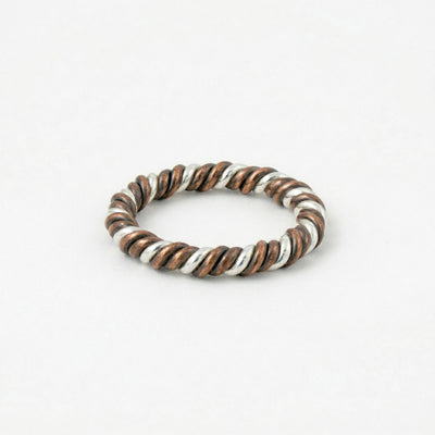 Silver Brass Copper Twisted Ring (Thick)