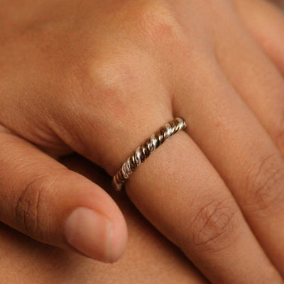 Silver Brass Copper Twisted Ring (Thick)