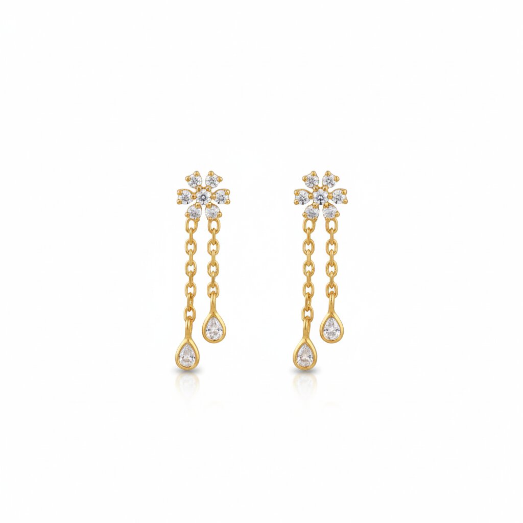 Silver 7 Stone Prong With Drop Earrings