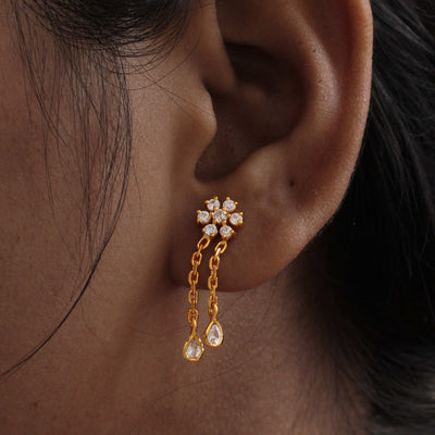 Silver 7 Stone Prong With Drop Earrings