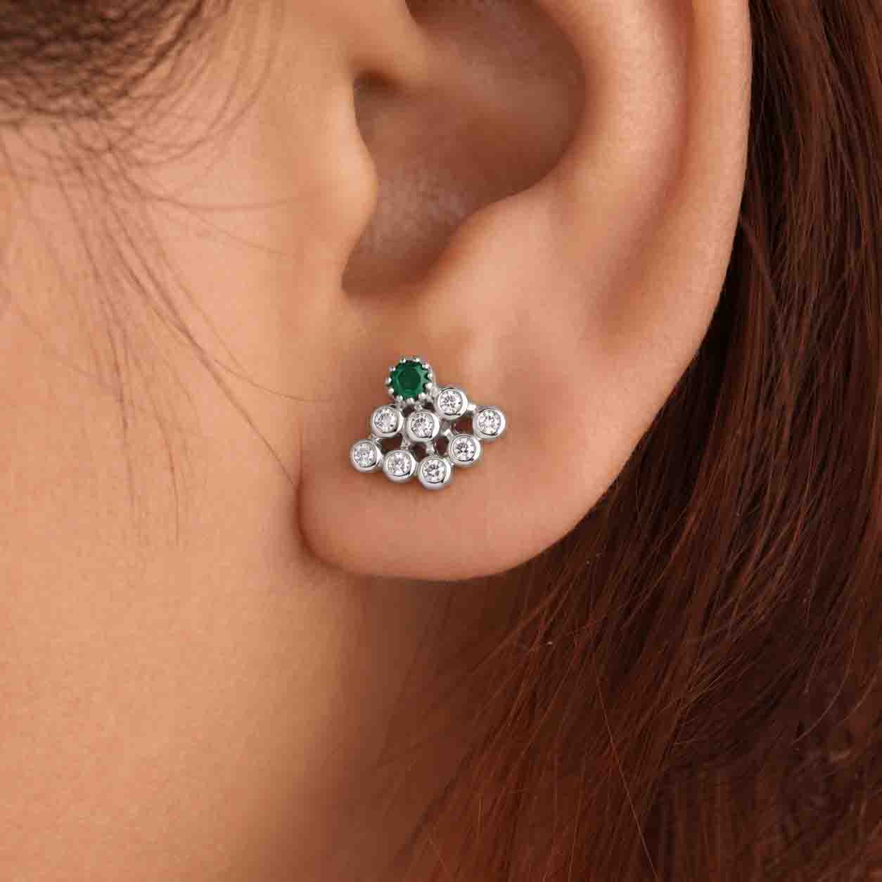9 Stone Besari Emerald Green Mookuthi Earring