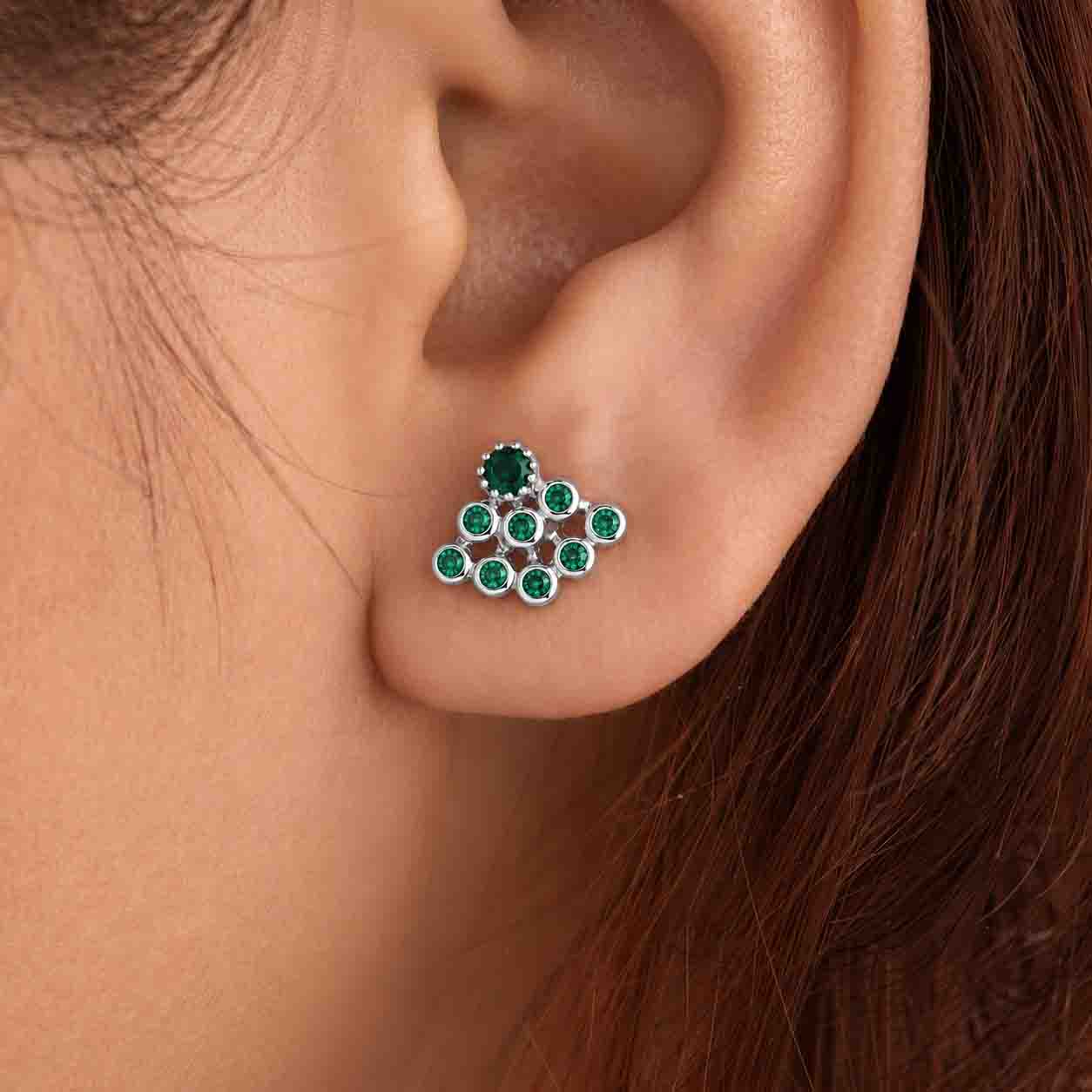 9 Stone Besari Emerald Green Mookuthi Earring