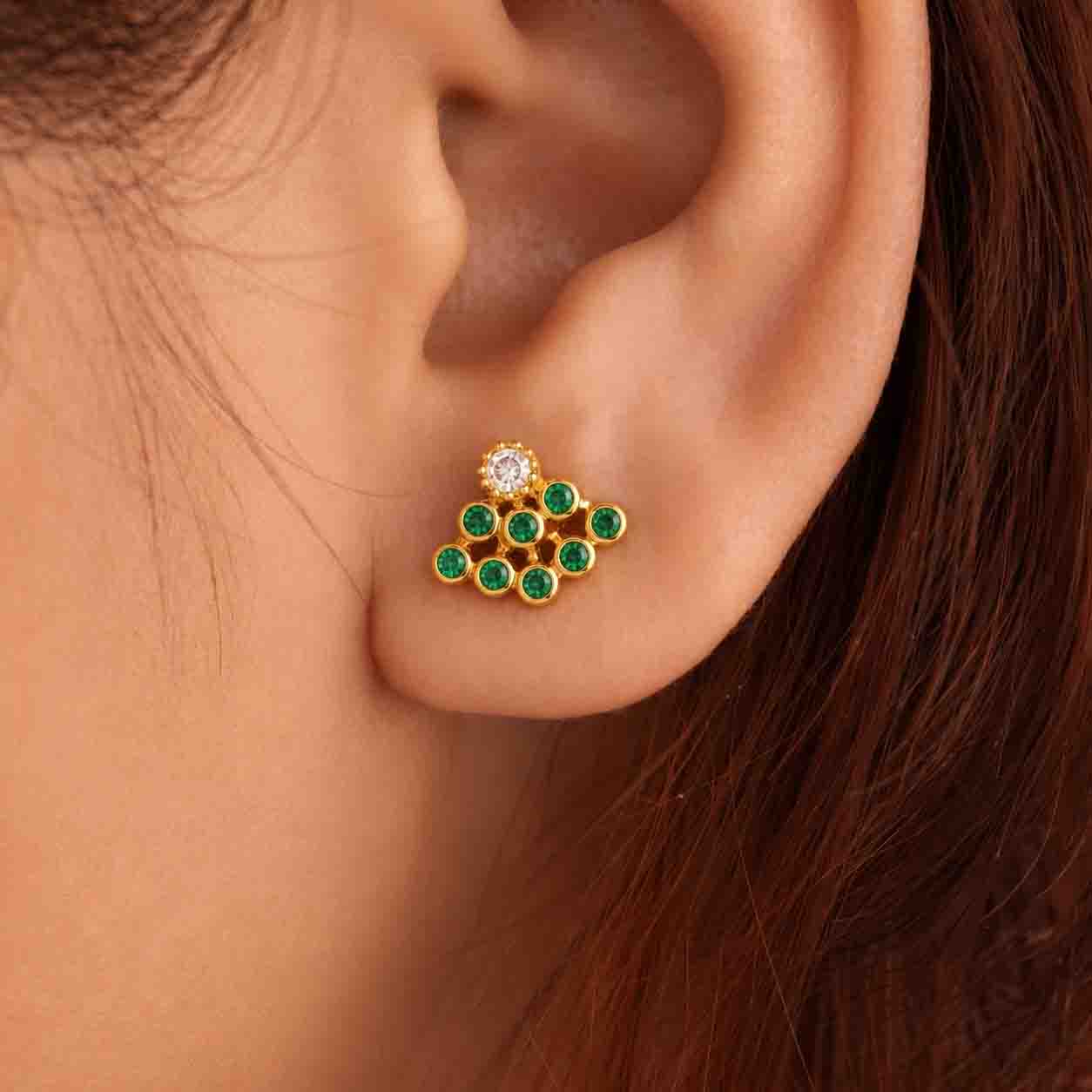 9 Stone Besari Diamond Look Mookuthi Earring