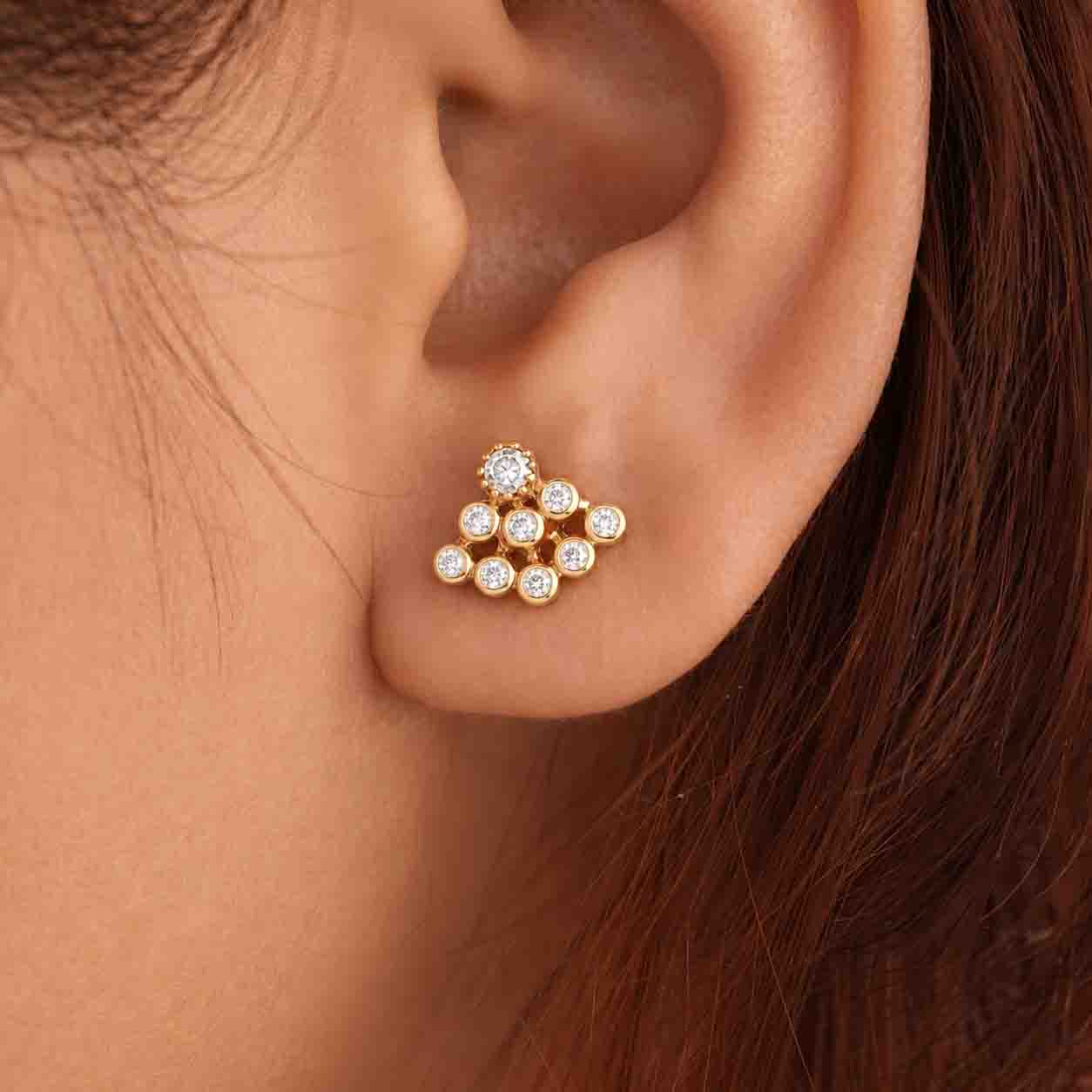 9 Stone Besari Diamond Look Mookuthi Earring